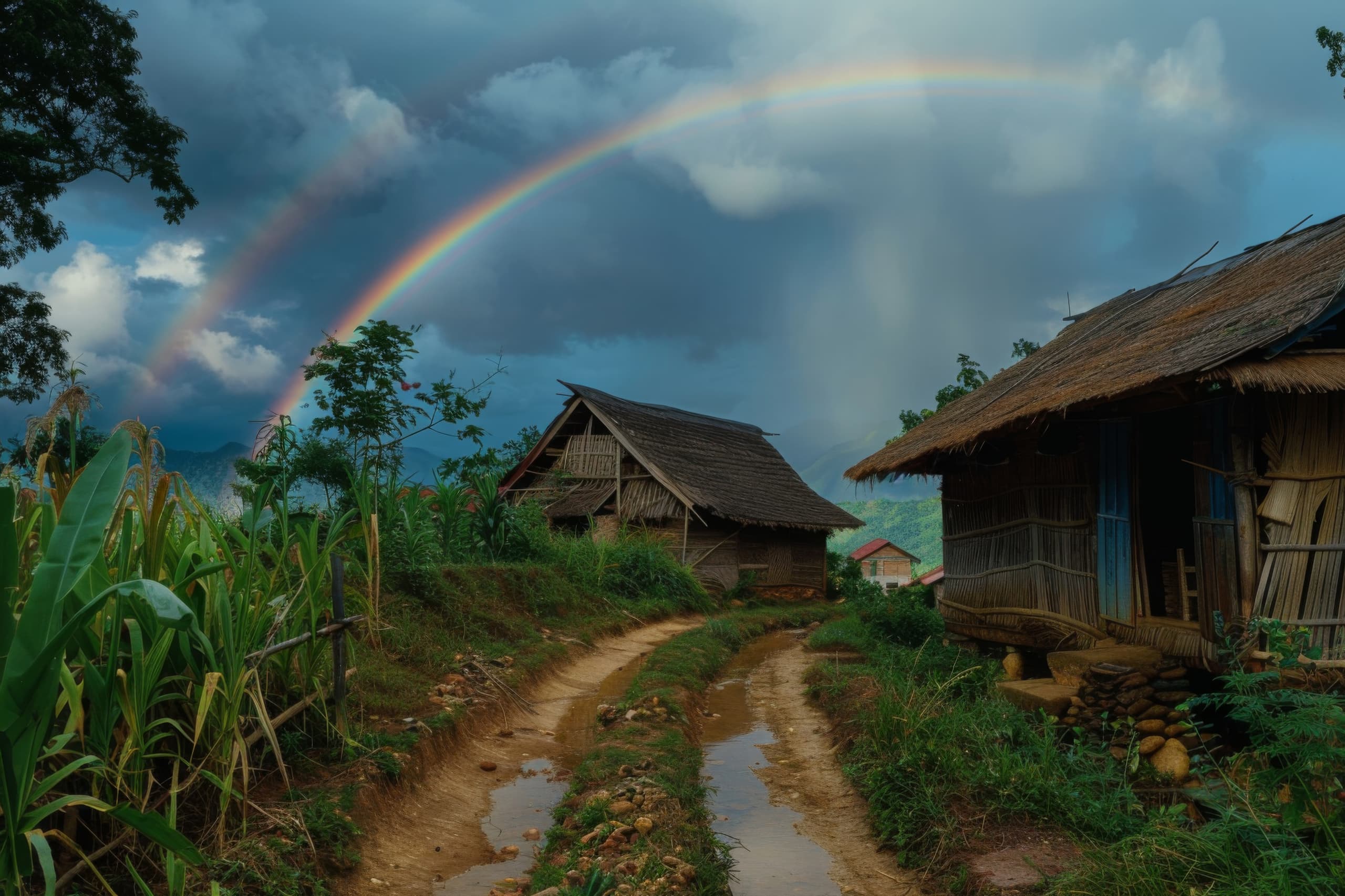 Rural landscape after rain